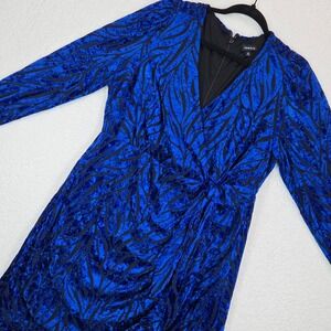 Torrid Blue Velvet Burnout Zebra Dress 12 Plus Goth‎ Glam Holiday Party Edgy